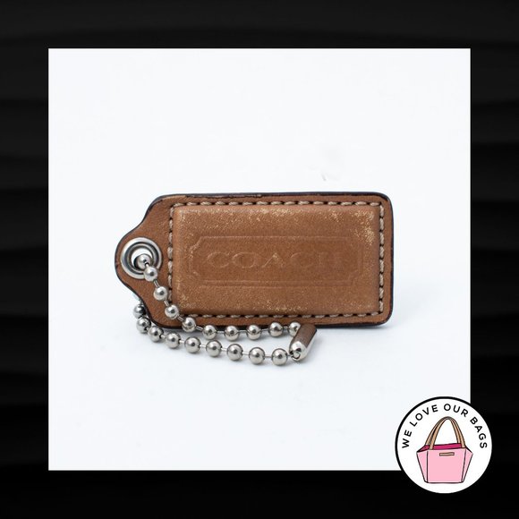 2.5" Large COACH LIGHT SADDLE BROWN LEATHER NICKEL FOB BAG CHARM KEYCHAIN HANG T - Picture 1 of 1